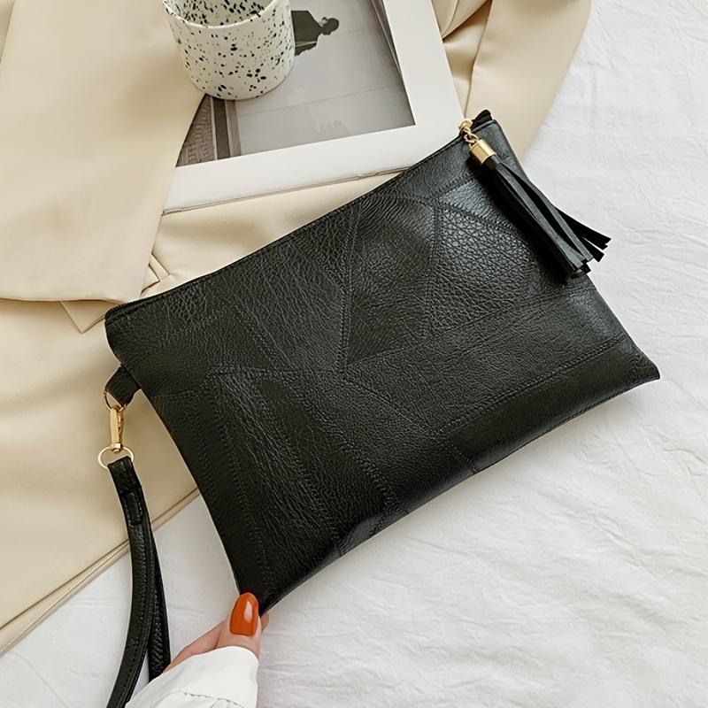 Textured Retro Bag Women S New Texture Design Underarm Bag Fashion Tassel Pleated Shoulder Bag 1pc чёрный