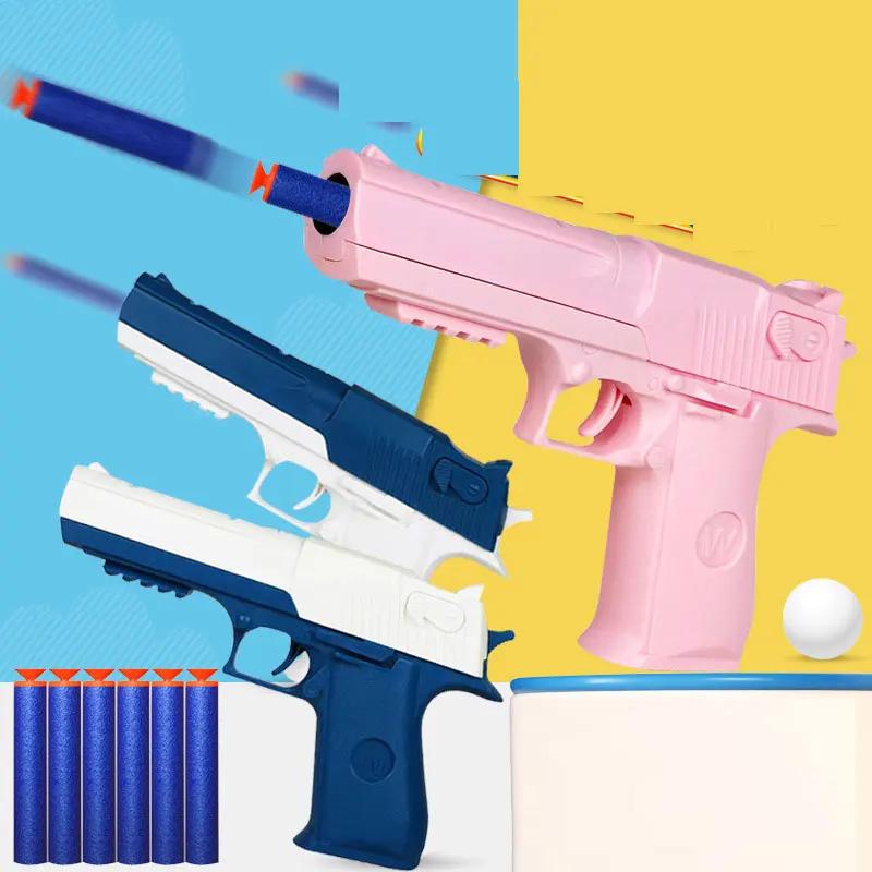 Children Toy Guns Desert Eagle Pistol Manual Handgun Toy Foam Dart Blaster Shooting Model Launcher For Boys Girls Outdoor Games