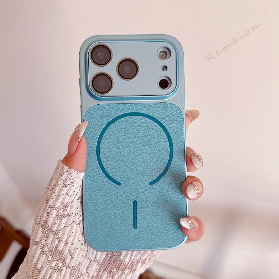 

New Leather Magnetic Phone Case For iPhone 17 13 14 15 16 Pro Max Air 15 16 14 Plus Magsafe Official Shockproof Protector Cover For iPhone 17Air