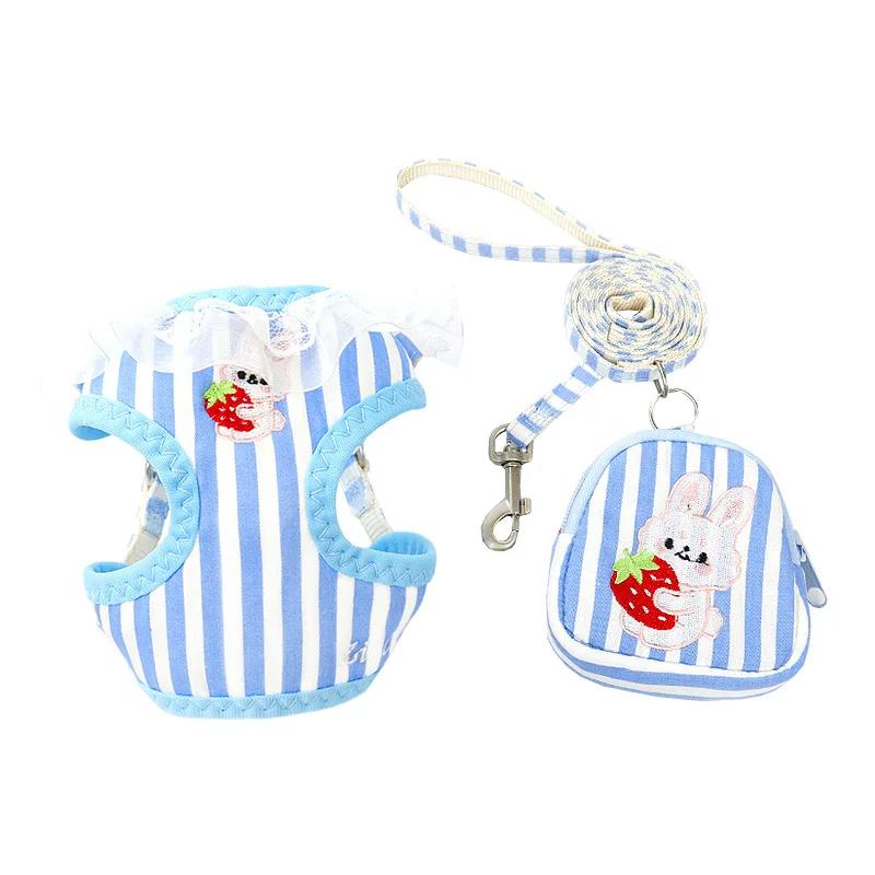 

Daisy Embroidered Dog Harness and Leash Set with Snack Bag Breathable Mesh Puppy Vest for Small Dogs Cats S