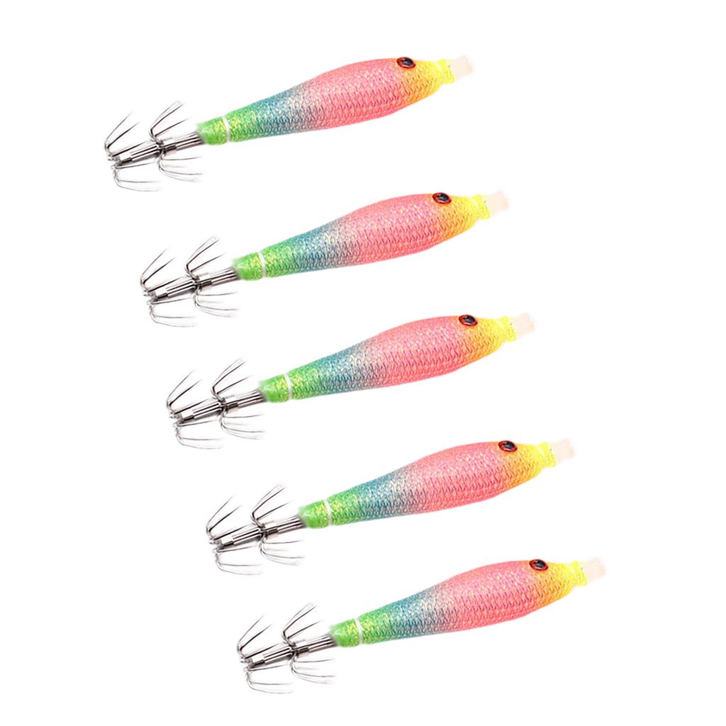 5Pcs Fishing Squid Jigs Saltwater Fishing Lures Squid Jigs Hook Soft Fishing Lures Luminously Blowing Tube Shrimp Lures