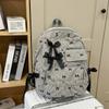 Corduroy Backpack Large Capacity Bow Print Backpack Student Schoolbag