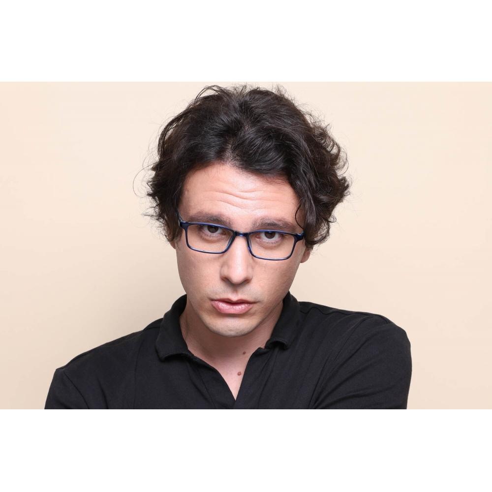 Full Rim Rectangle Transparent Blue Smartbuy Collection Alpha 2460 C7 Fashion Unisex Eyeglasses