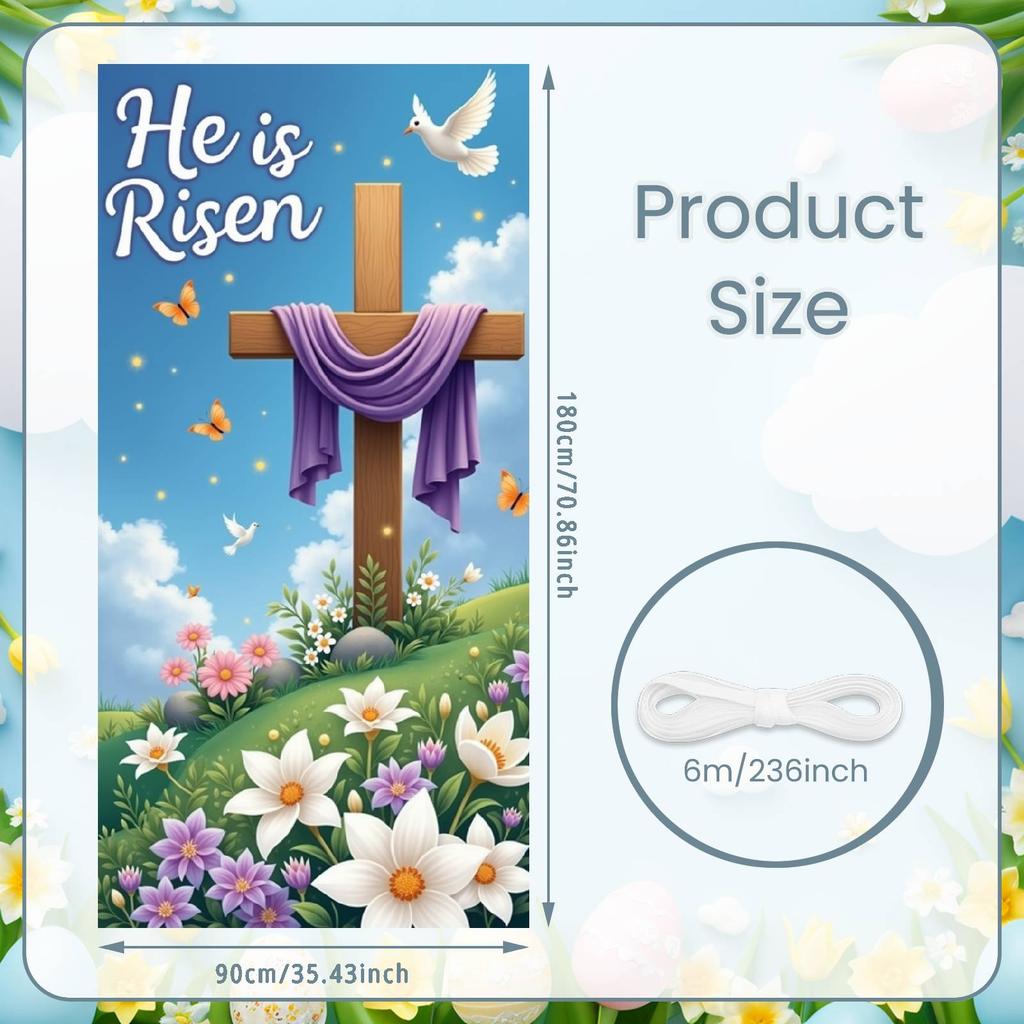 Resurrection Banner Floral Design He Is Risen Banner Easter Display Blue Sky Jesus Risen Banner For Worship Event Resurrection