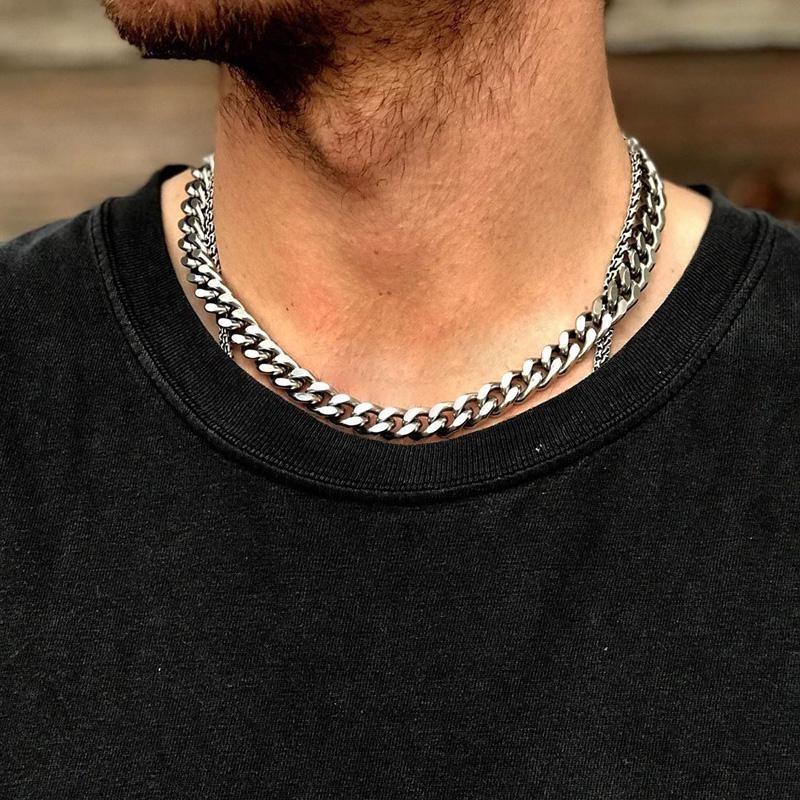 Stylish Simple Men Twist Oblate Wide Chain Necklace