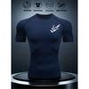 Men's Navy Blue Stylized Dragon Print Compression Rash Guard, Breathable Quick Dry High Elasticity Gym Workout & Water Sports Top