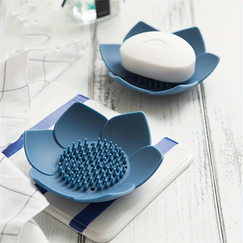 

1pc Bathroom Soap Box Lotus Design Soap Holder Silicone Soap Box Drain Box Bathroom Accessories синий