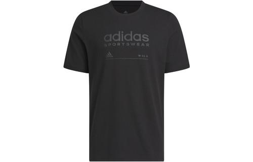 adidas Lounge Logo Print Round Neck Short Sleeve T-Shirt M чёрный