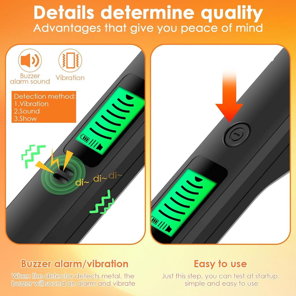 Metal Detector, IP54 Waterproof Portable High Sensitivity 360 Scanning Handheld Metal Detector, Metal Treasure Finder for Metal Object