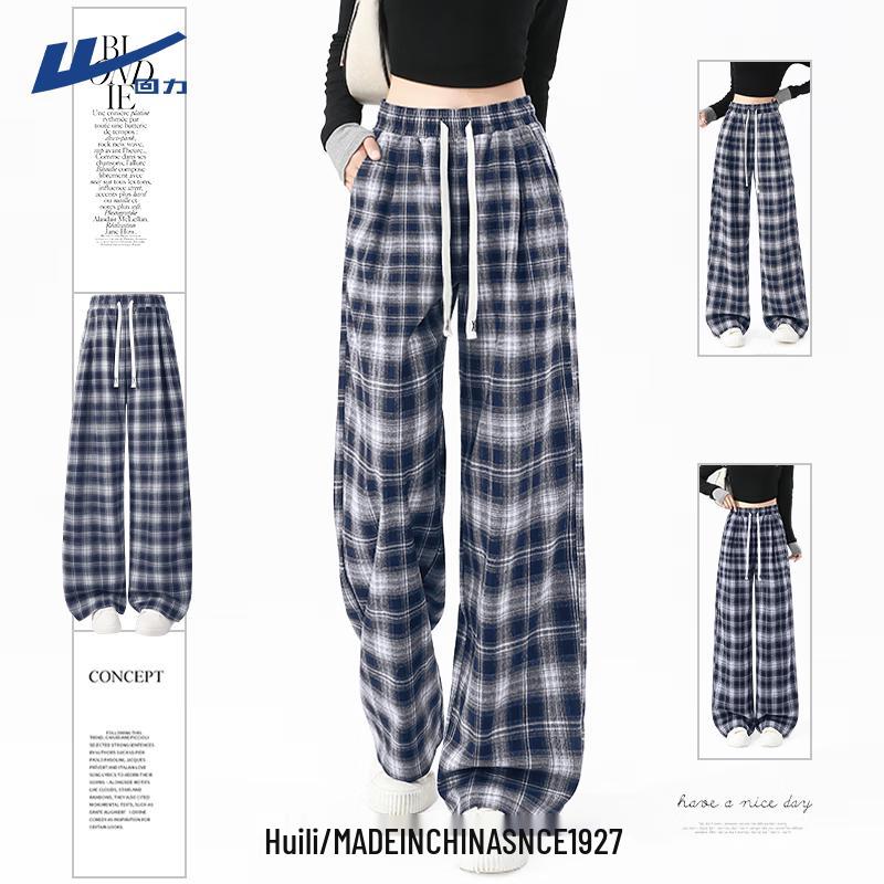 Warrior Women's Retro Plaid Wide-Leg Casual Pants