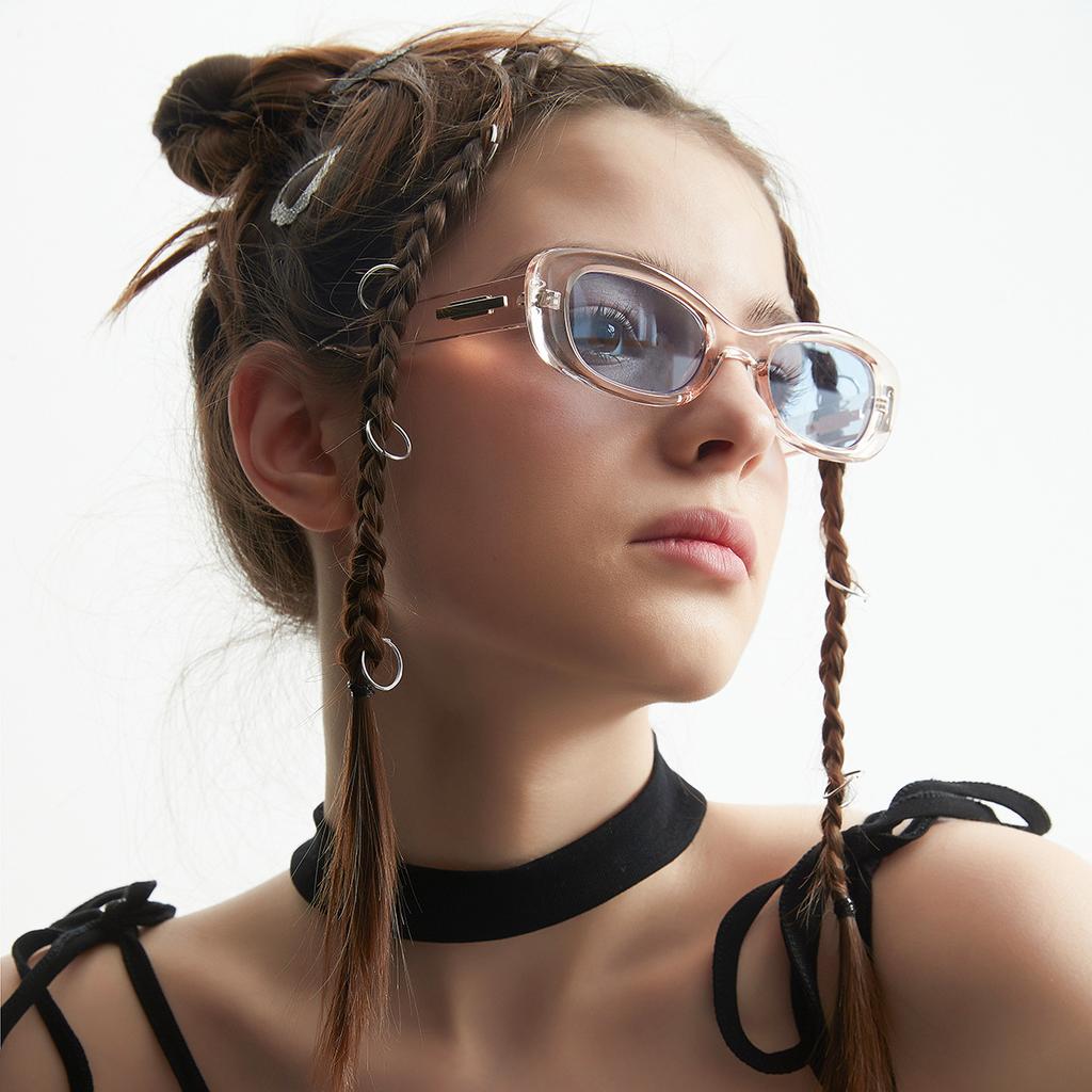 Rectangle Retro Glasses Transparent Frame Personalized Sunglasses Female Hip Hop Sunglasses Men