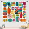 Mid Century Modern Curtains  Retro Geometric Colorful Diamond Abstract Geometric Vintage 60s 70s Pattern Window Treatments For