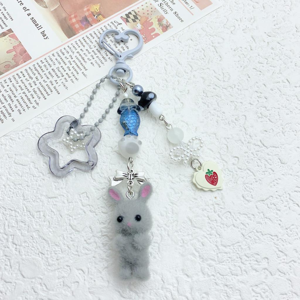 6 Cute Flocked Kitten Five-pointed Star Cat Paw Love Mobile Phone Chain -Lost Lanyard Pendant Earphone Chain