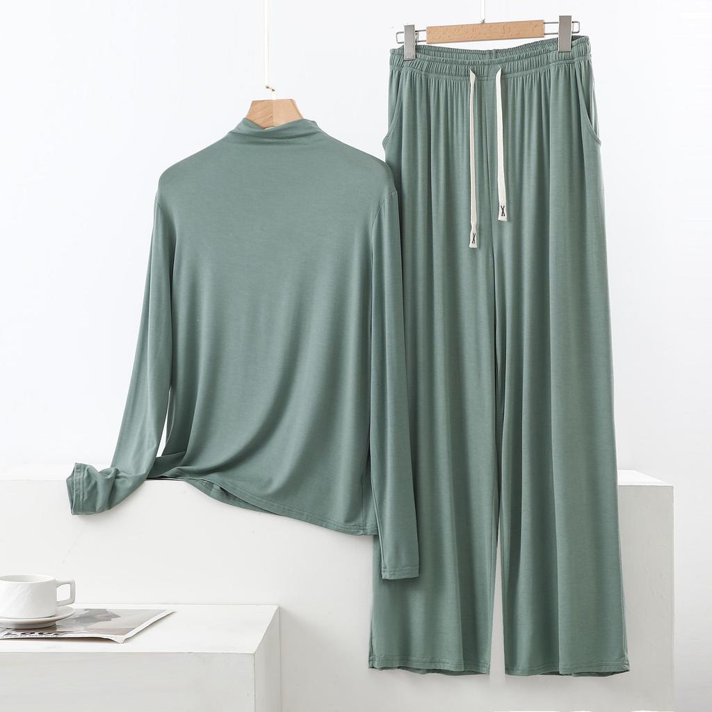 Damen Hochhals Langarm Pyjama-Set mit Schulterschutz - Weich, Glatt, Große Größen Sommer Nachtwäsche