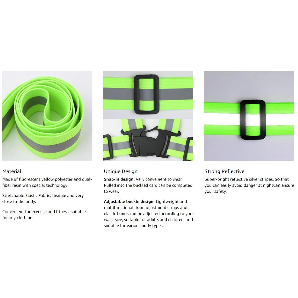 Correas Reflectantes de Alta Visibilidad Seguridad en el Trabajo Nocturno Correr Ciclismo Seguridad Chaleco Reflectante Ajustable Alta Visibilidad Reflectante