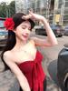 Women's Spicy Red Strapless Bow Crop Top - Sexy Summer Sleeveless Camisole
