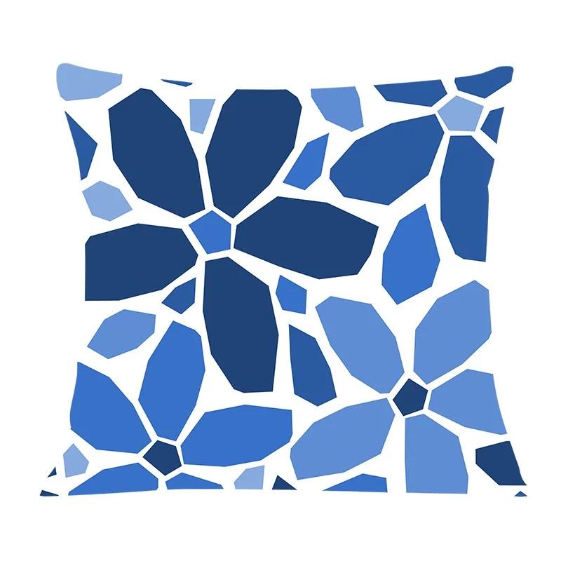Dark Blue Geometric Pattern Auto Supplies Office Living Room Sofa Cushion Pillowcase Home Decor