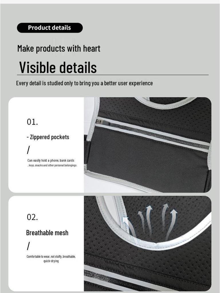 Unisex Reflective Running & Cycling Chest Vest with Water Bottle Holder