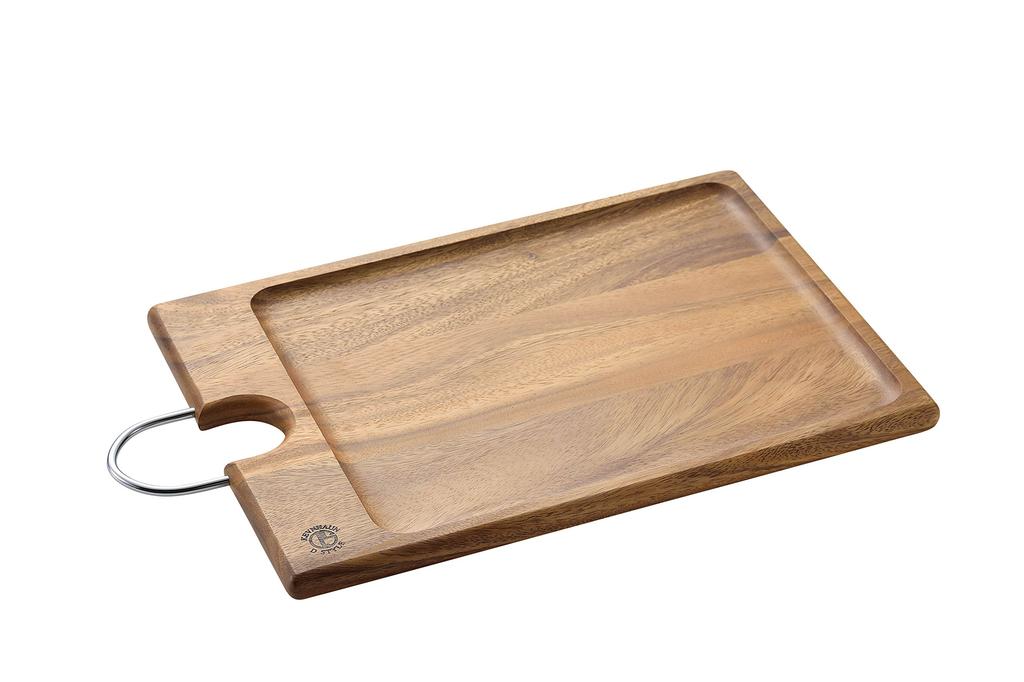 Kevnhaun Reversible Tray (S size, 35 x 18.8 cm) - Single-serving, Natural Wood, Reversible Tray, Serving Tray, Cutting Board, Outdoor Use, Gentle on B