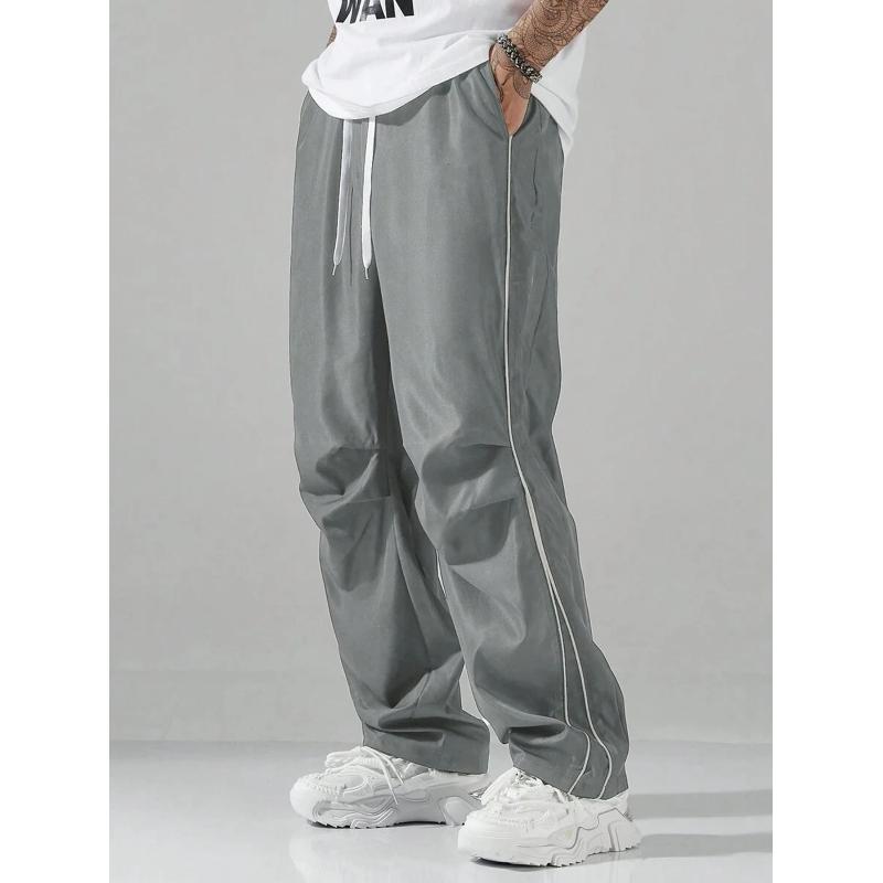 Retro Vintage Wide Leg Loose Pants Spring Summer Me High Elastic Waist Pocket Sporty Long Trousers