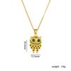Stainless Steel Chain Colorful Zircon Cute Owl Pendant Necklaces for Women Girls Lovely Owl Charm Jewelry Accessories Gifts