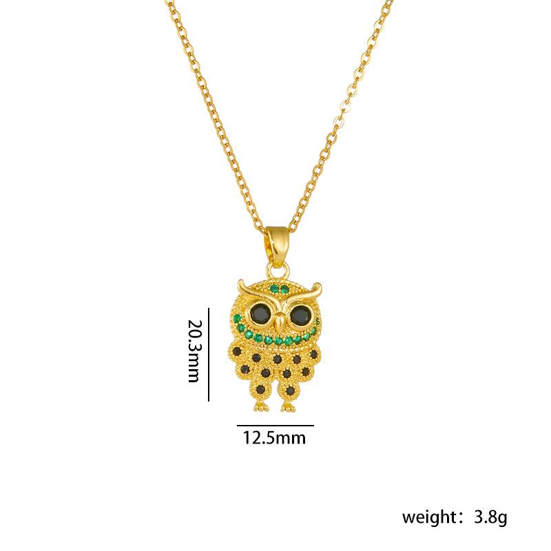 Stainless Steel Chain Colorful Zircon Cute Owl Pendant Necklaces for Women Girls Lovely Owl Charm Jewelry Accessories Gifts