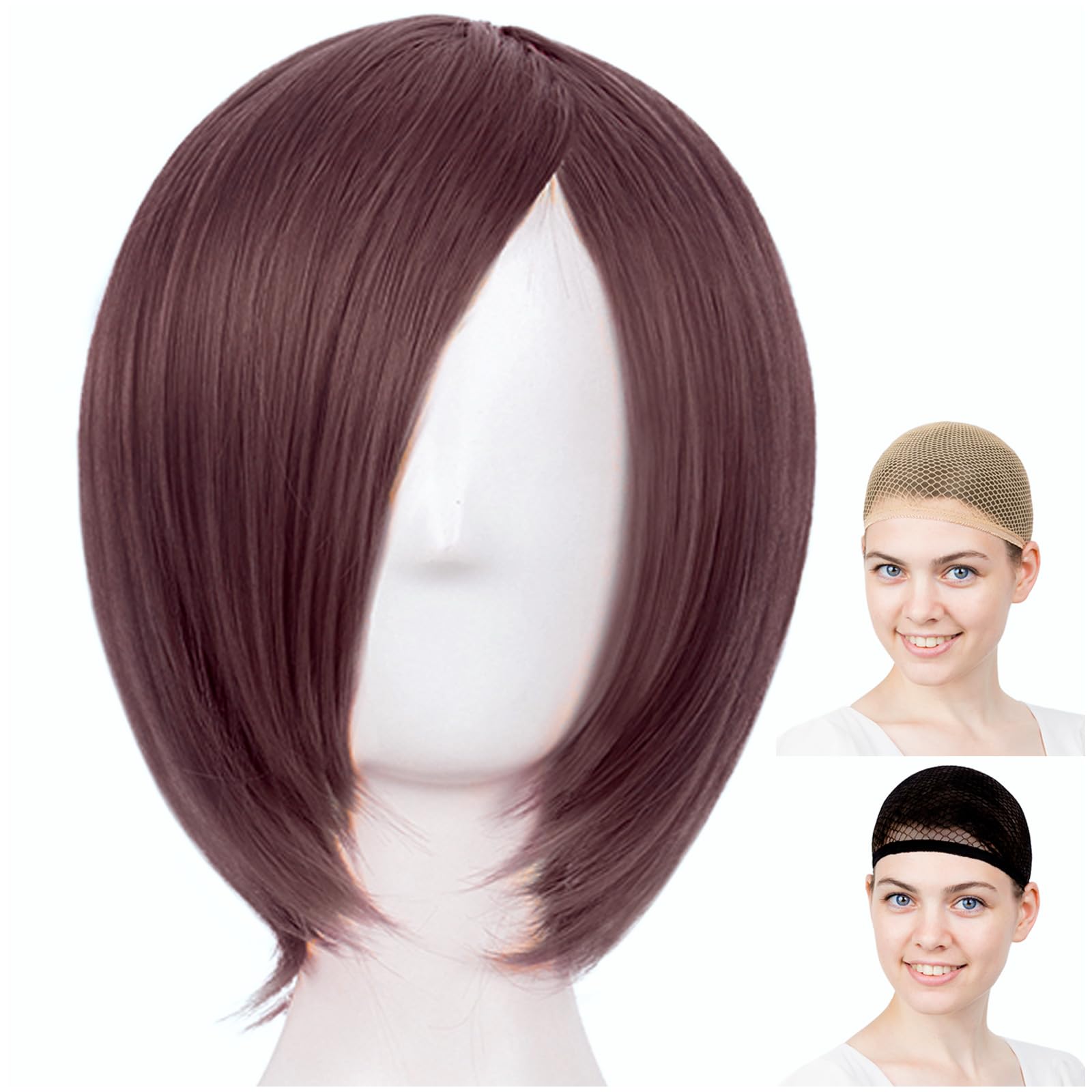 

Парик для косплея CaseEden, Премиум, Гладкий, Короткий, Темно-коричневый, WIG6121