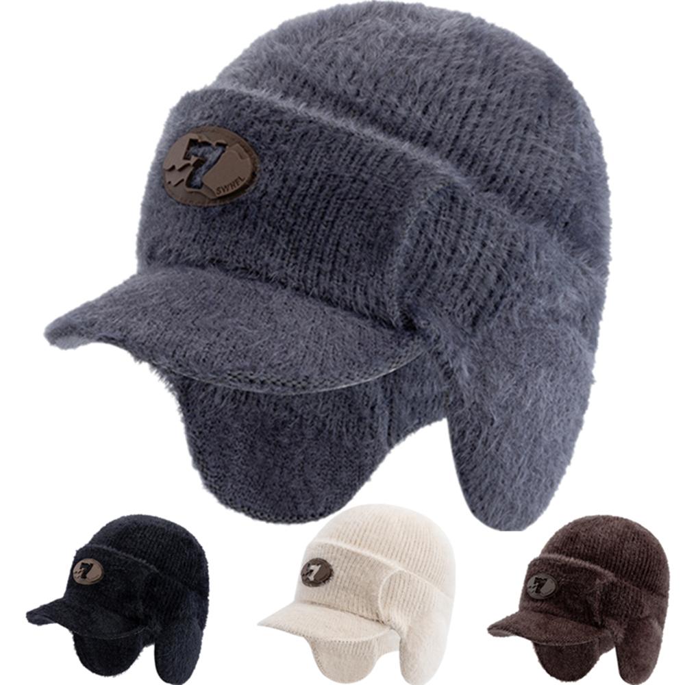 Neue Unisex Winter Dandy Hüte Pelzmütze mit Ohrenklappen Lässige Strickmützen für Männer Frauen Outdoor Ohren warm halten Strickmütze