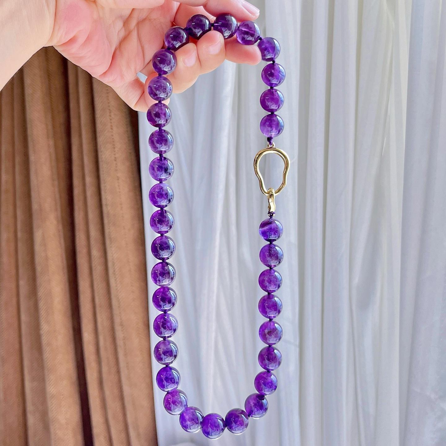 12Mm Natural Grape Royal Amethyst Necklace Clavicle Chain