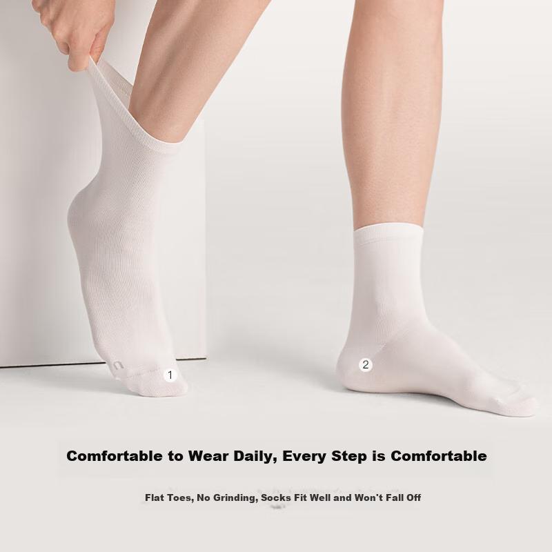 Ubras Cotton Breathable Mid-Calf Socks for Men, Odorless Sports Socks, 5 Pairs, Couples' Multi-Color Straight-Leg