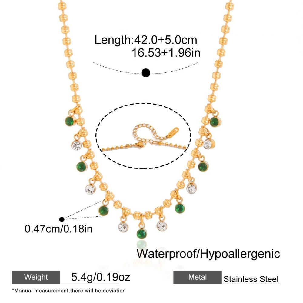 Colored Zircon Zircon Pendant Necklace Multilayer Stainless Steel Necklace  For Women