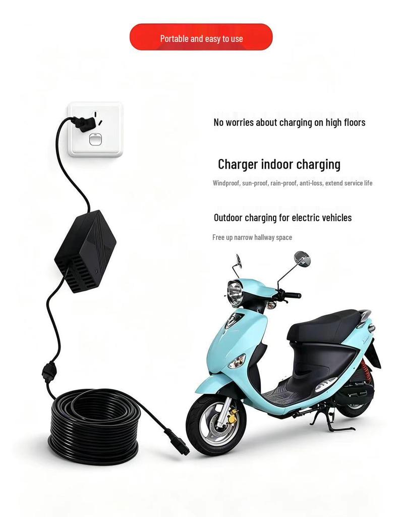 Electric Bicycle & Vehicle DC Pump Power Cord with Extension Cable for Charging and Water Pumps