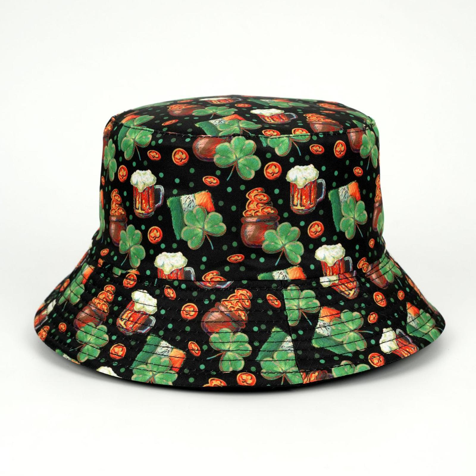

Men s And Women s St. Patrick s Day Fisherman Hat Big Head Circumference Double-sided Basin Hat Outdoor Hat One Size