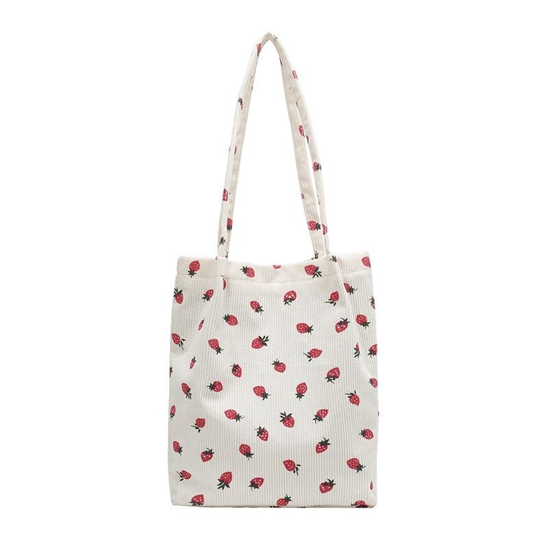 Tasche Damen neu lässig große Kapazität schön einfach Mode College-Stil Umhängetasche Kirsche Erdbeere Cordtasche