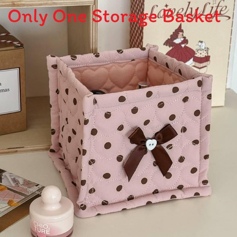Nylon Large Polka Dot Quilt Square Storage Bin With Butterfly Knot Pattern For Dorm Room Organization