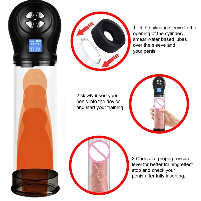 Mužská pumpa na penis Vakuová elektrická pumpa pro muže Automatická penis Expander Enhancer Masturbátor Penis Trainer Sexuální hračky pro dospělé pro muže