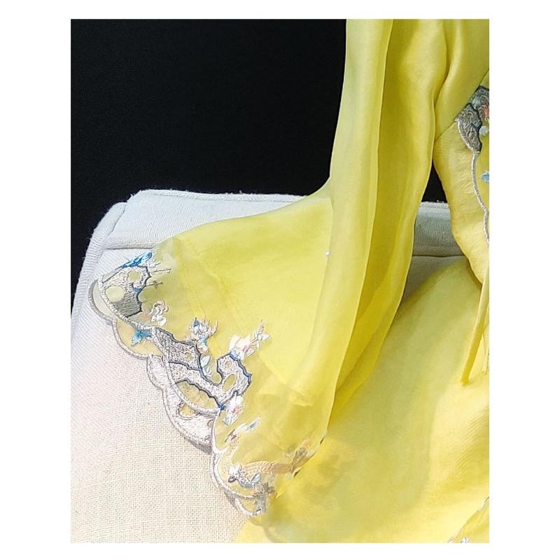 Top Corto de Bordado Vintage con Botón y Camisa de Seda Sintética para Mujer