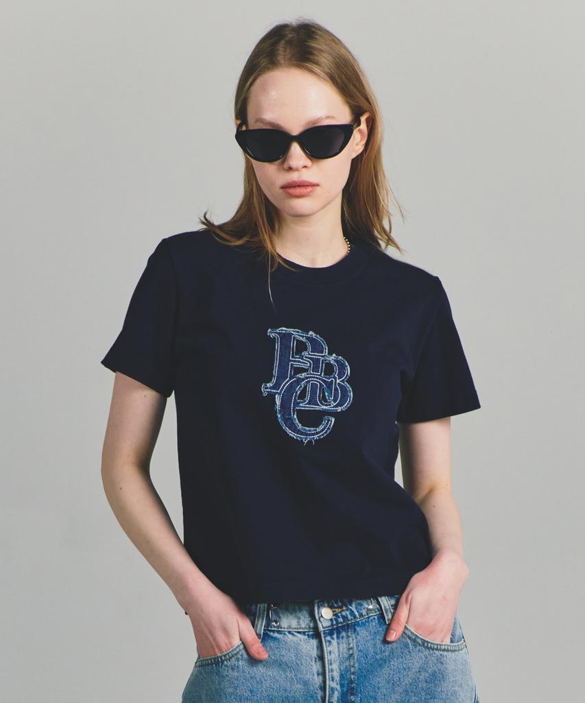 PAPERBOY Crop Twill Pbc Short Sleeve T-Shirt - Navy