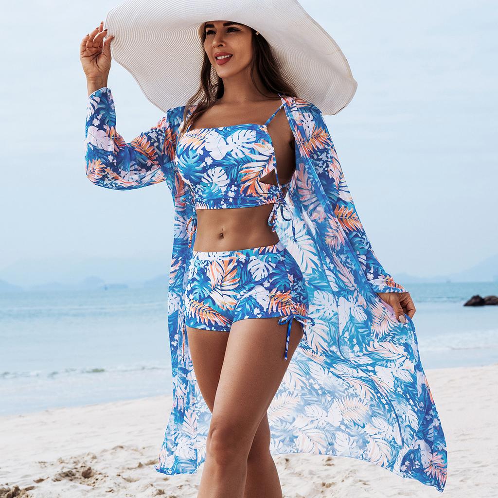 2026 New Fashionable High-end Sexy Multi-color Printed Three-piece Bikini Women's Swimsuit