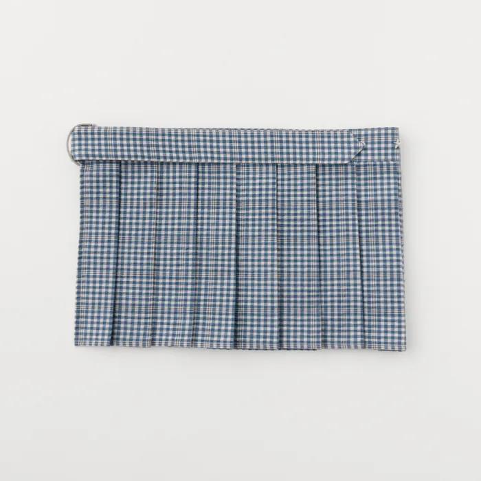 CHECK LAYERED POCKET BELT SKIRT_BLUE
