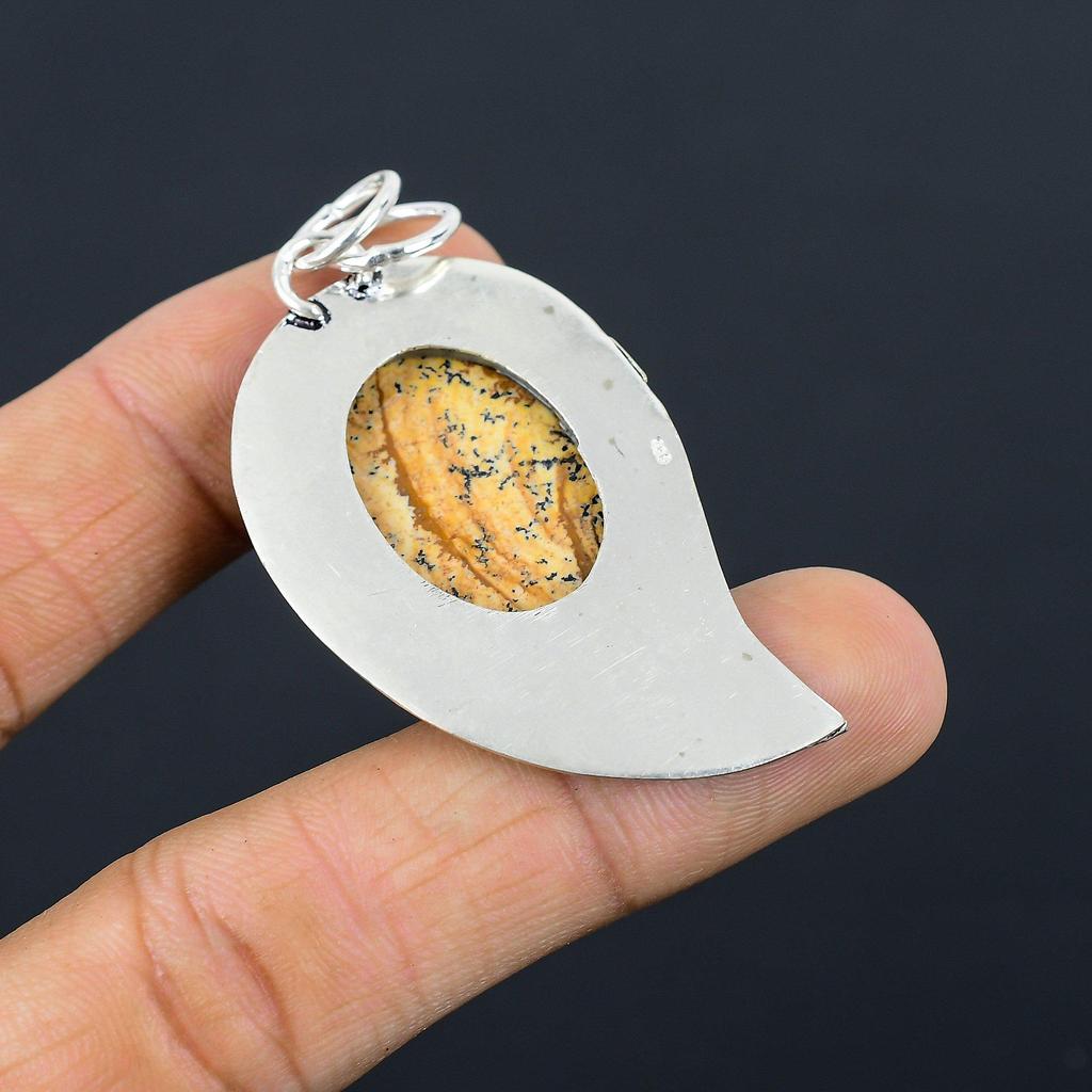 Natural Picture Jasper 925 Sterling Silver Bezel Engagement Boho Pendant Jewelry
