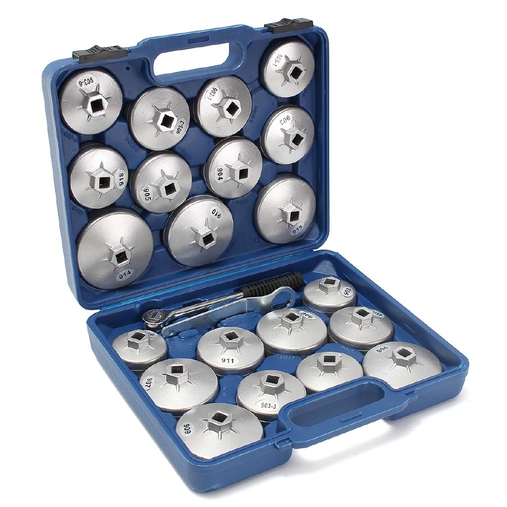 New Aluminum Alloy Cup Type Oil Filter Cap Wrench Socket Wrench Vehicle Maintenance Filter Wrench Tool 23pcs Cap Grid