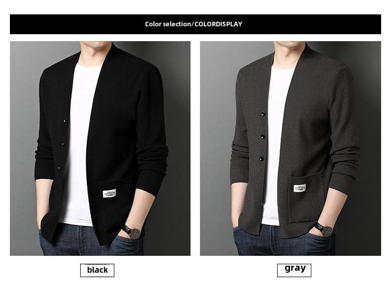 Hengyuanxiang 2025 Men's Knitted Cardigan: Spring & Autumn Casual Sweater for Middle-Aged & Young Dads