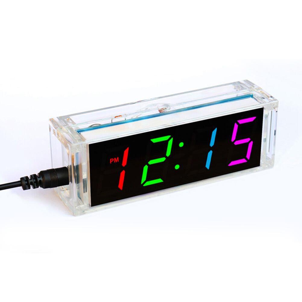 Colorful Digital Clock DIY Electronic Kit Loose Parts Soldering Experiment With Conveniently Powered Via USB 11.5x3.2x4cm