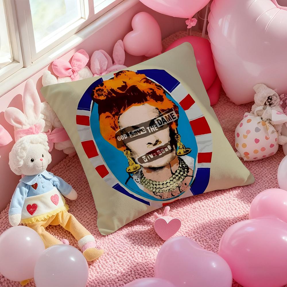 S-Save the Q-Queen Fashion Cushion Cover Pattern Printed Pillowcase for Living Room Sofa Cushion Cover & Bedroom Decor