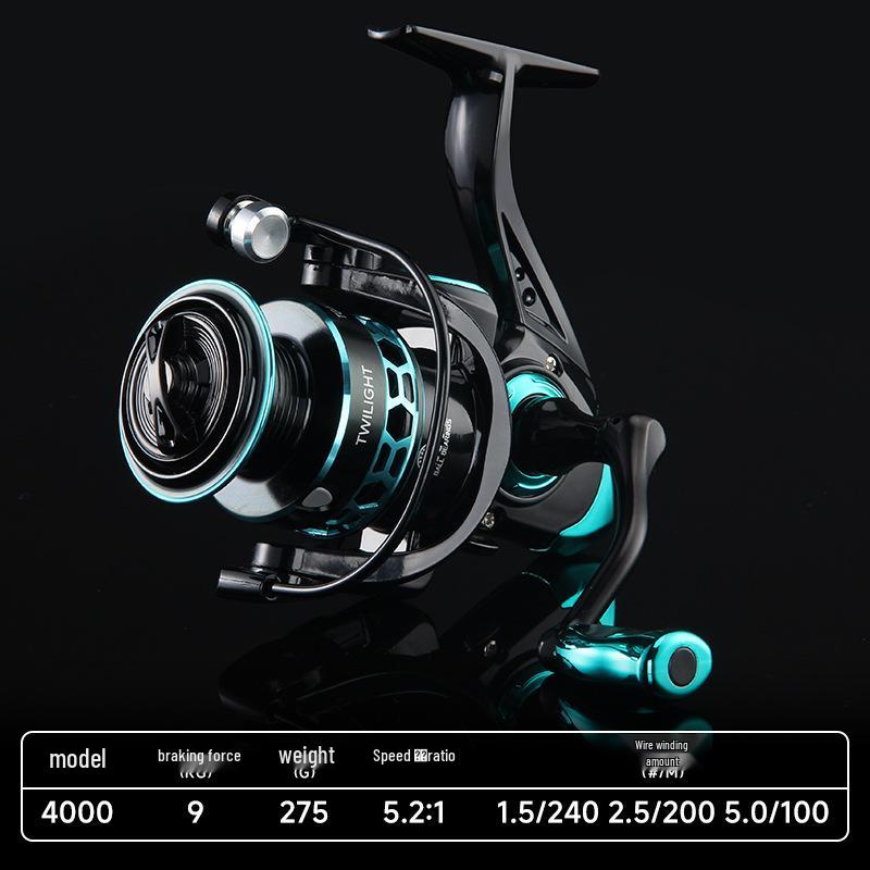 "Haoton Black Full Metal Spinning Fishing Reel for Sea Rod, Luya, Micro Fish - Big Reel DK"