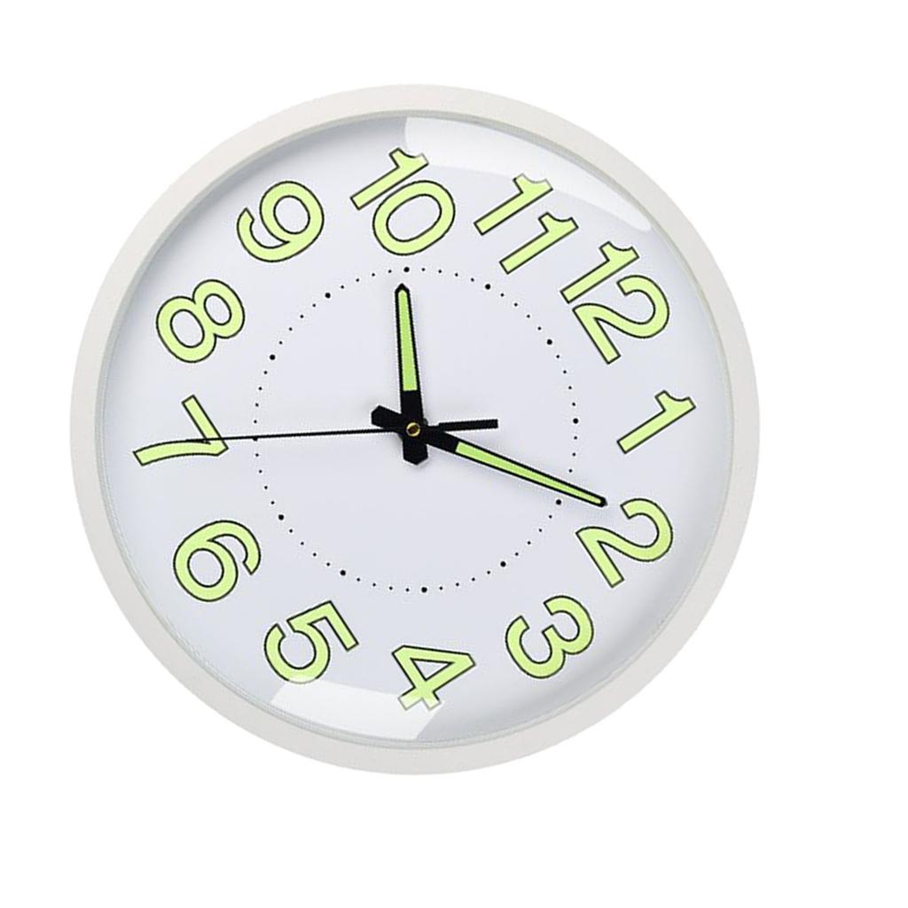Silent Quartz Clock Plastic Wall Mounted Luminous Quiet for Living Room Bedroom 12in 30cm