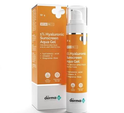 The Derma Co Hyaluronic Sunscreen Aqua Ultra Light Gel With Spf 50 Pa++++ For Broad Spectrum, UV A, UV B & Blue Light Protection 50ml