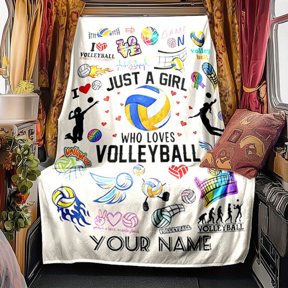 Volleyball American Flag Blanket Personalized Name Soft Comfortable Stylish Blanket Car Blanket Perfect For Travel Camping Outdoor Home Suitable For