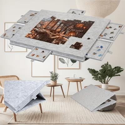 Foldable Puzzle Mat Storage Set Felt Jigsaw Pad With Organizer Box Sorting Trays for Unfinished Puzzle Pieces